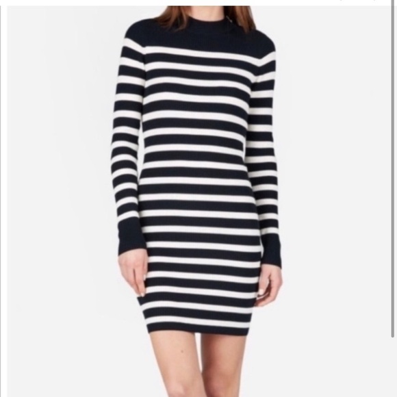 Everlane Ribbed Striped Mock Neck Dress - Picture 1 of 6